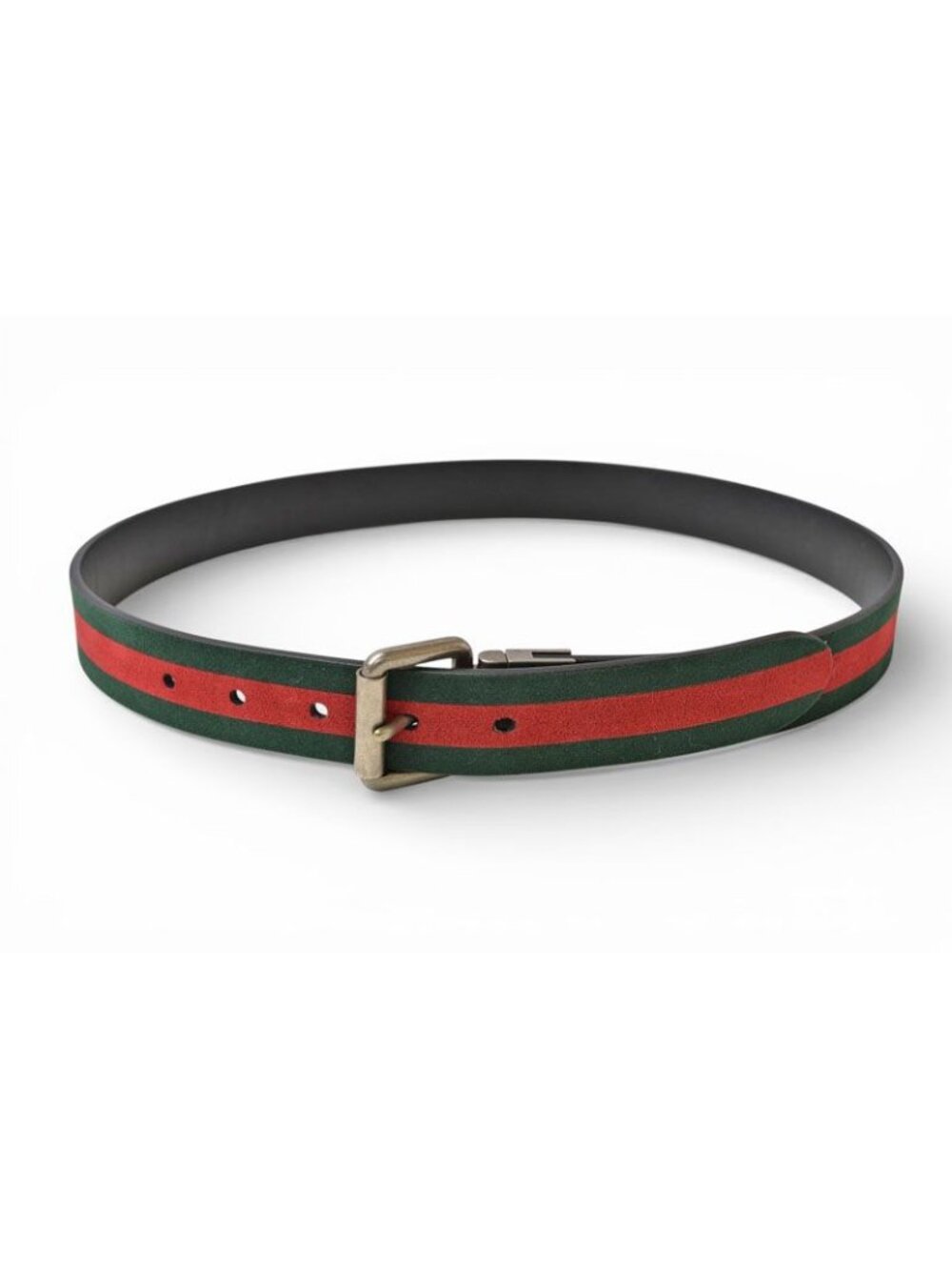 Gucci Belt Reversible 85 Leather Sherry Line Black Green Red - Picture 6 of 13